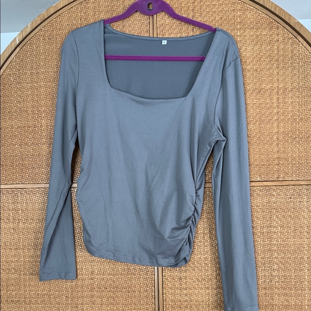 Chic Gray Long Sleeve Women's Top